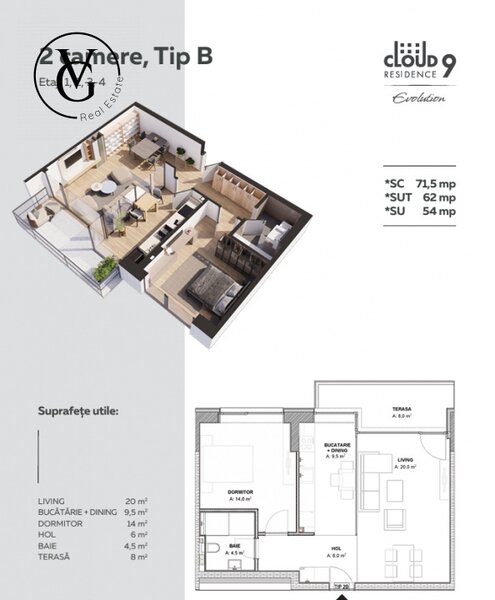 Pipera, bloc nou, Cloud 9, apartament 2 camere